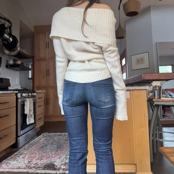 vintage ballet core cashmere cream off shoulder sweater small theory - Picture 4 of 6